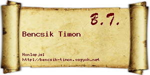 Bencsik Timon névjegykártya